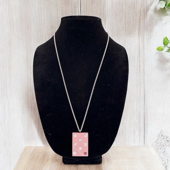 CHANEL Jewelry - Authentic Chanel 2004 Pink & Silver Cambon Crystal Long Necklace